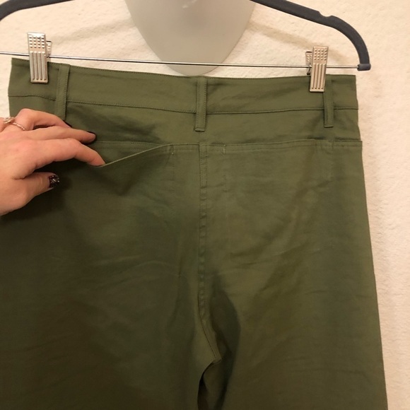 A.L.C. Linen teddy straight leg olive cropped pants size 4 - Picture 6 of 8